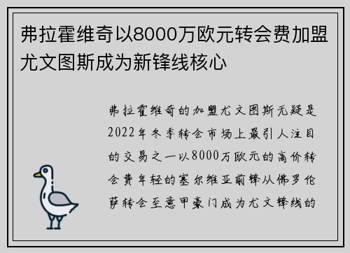 弗拉霍维奇以8000万欧元转会费加盟尤文图斯成为新锋线核心